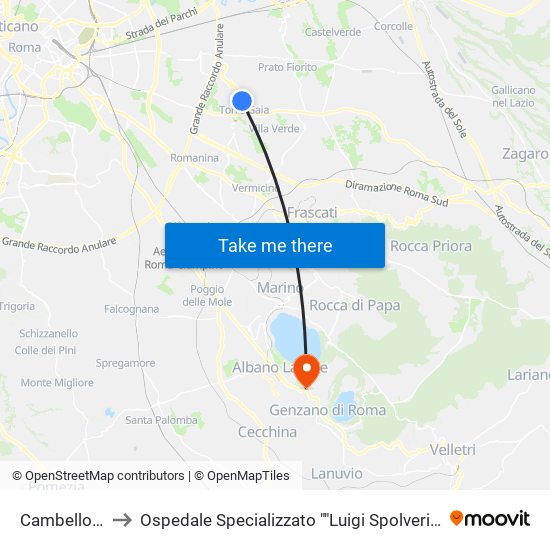 Cambellotti to Ospedale Specializzato ""Luigi Spolverini"" map