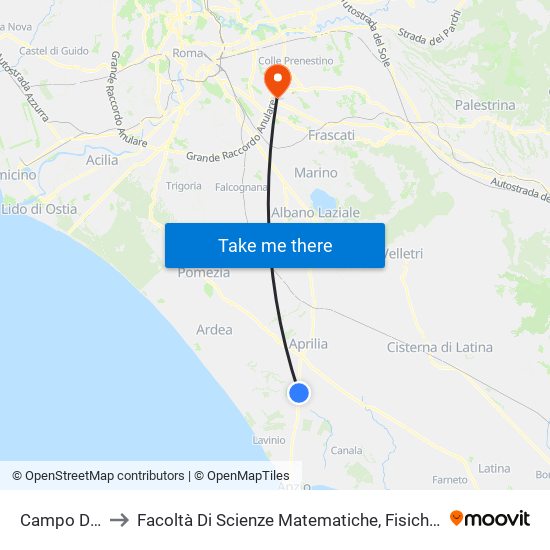 Campo Di Carne to Facoltà Di Scienze Matematiche, Fisiche E Naturali (Sogene) map