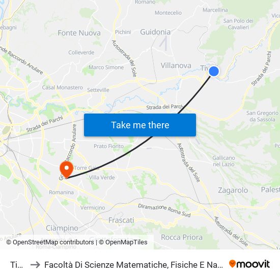 Tivoli to Facoltà Di Scienze Matematiche, Fisiche E Naturali (Sogene) map