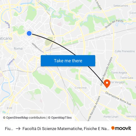 Fiume to Facoltà Di Scienze Matematiche, Fisiche E Naturali (Sogene) map