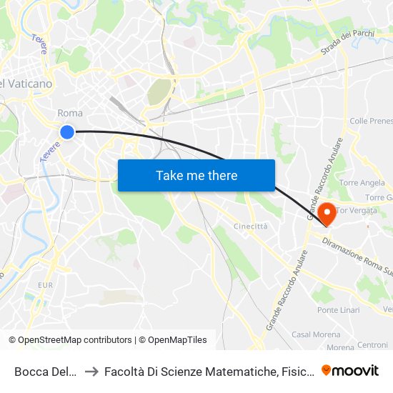 Bocca Della Verità to Facoltà Di Scienze Matematiche, Fisiche E Naturali (Sogene) map