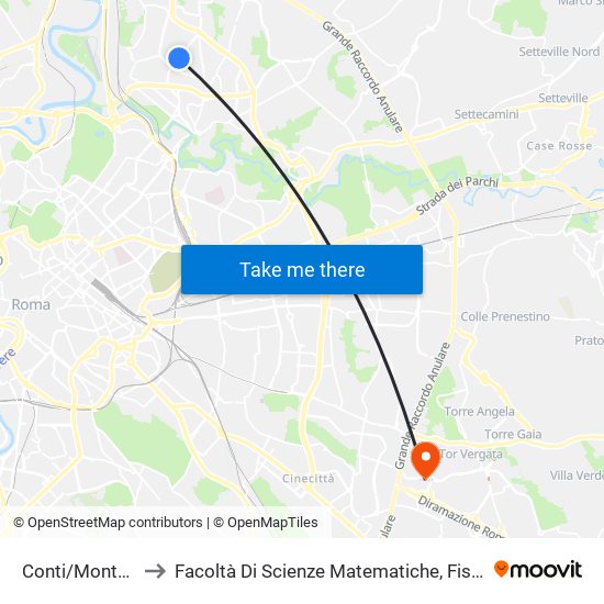 Conti/Monte Massico to Facoltà Di Scienze Matematiche, Fisiche E Naturali (Sogene) map