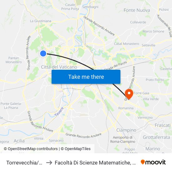 Torrevecchia/Diano Marina to Facoltà Di Scienze Matematiche, Fisiche E Naturali (Sogene) map