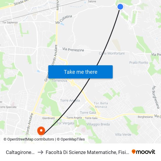 Caltagirone/Nottolini to Facoltà Di Scienze Matematiche, Fisiche E Naturali (Sogene) map