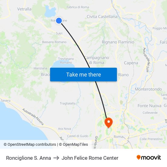 Ronciglione S. Anna to John Felice Rome Center map