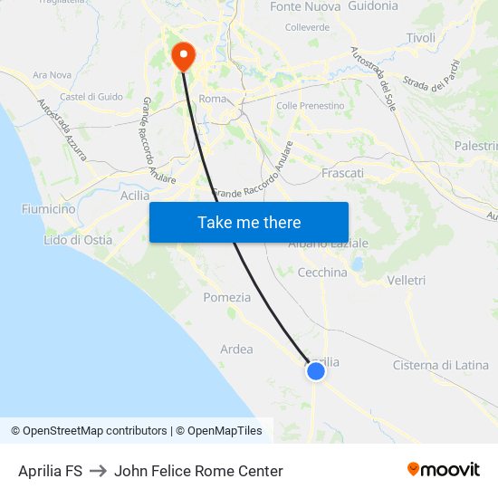 Aprilia FS to John Felice Rome Center map