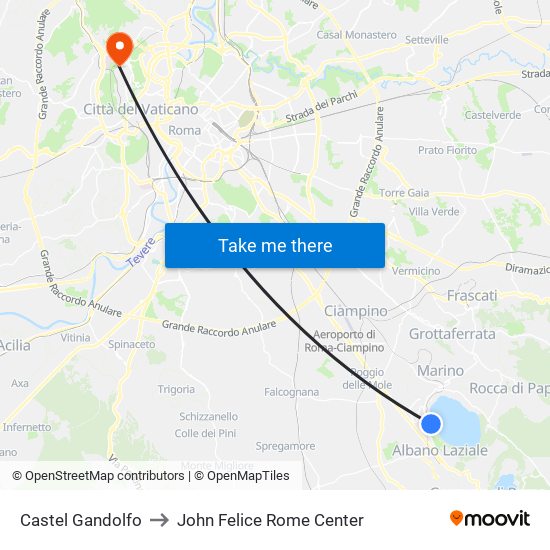 Castel Gandolfo to John Felice Rome Center map