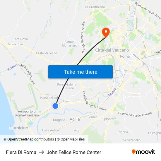 Fiera Di Roma to John Felice Rome Center map