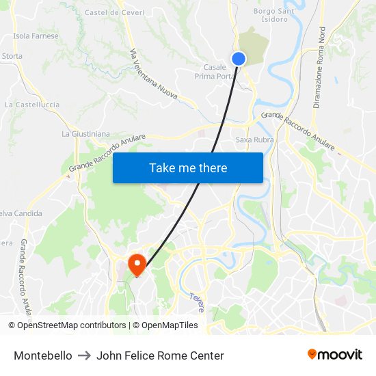 Montebello to John Felice Rome Center map