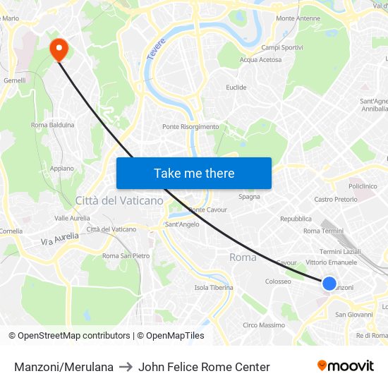 Manzoni/Merulana to John Felice Rome Center map