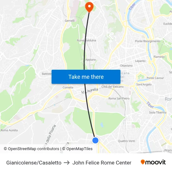 Gianicolense/Casaletto to John Felice Rome Center map