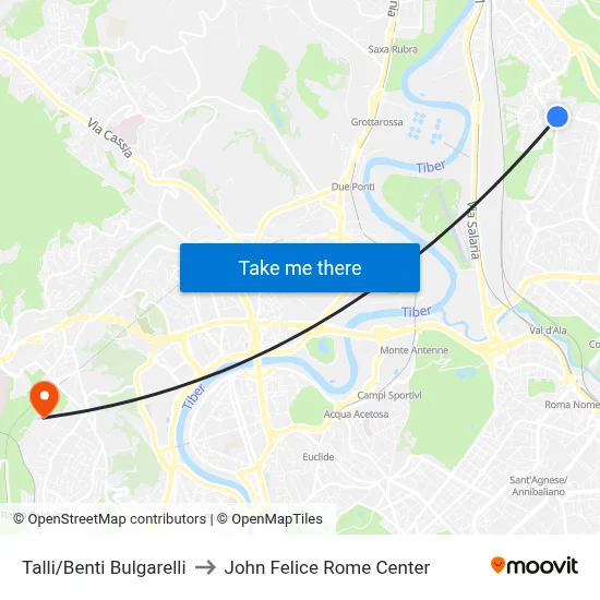 Talli/Benti Bulgarelli to John Felice Rome Center map