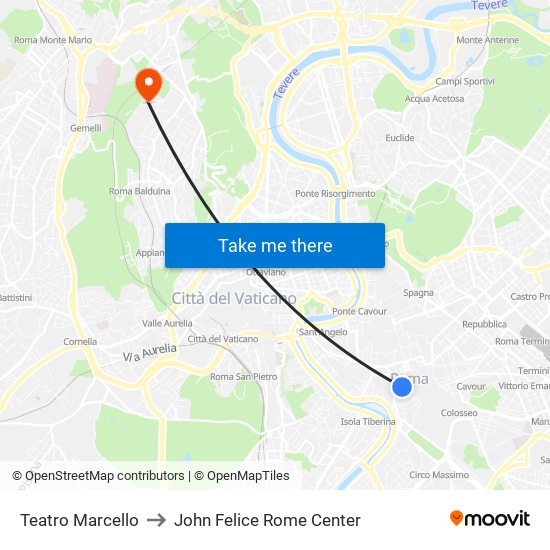 Teatro Marcello to John Felice Rome Center map