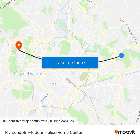 Rivisondoli to John Felice Rome Center map