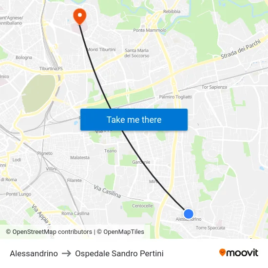 Alessandrino to Ospedale Sandro Pertini map