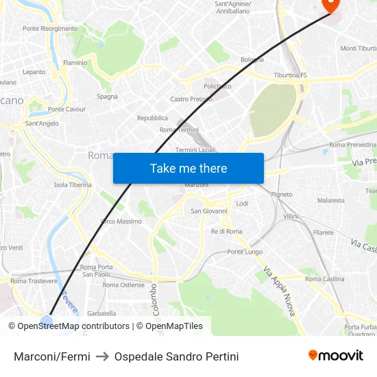 Marconi/Fermi to Ospedale Sandro Pertini map