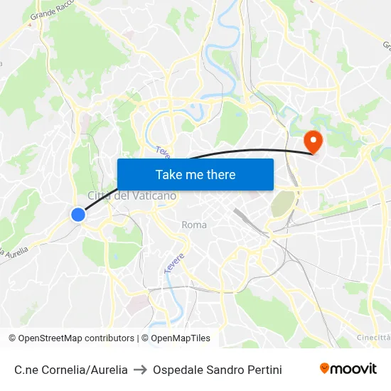 C.ne Cornelia/Aurelia to Ospedale Sandro Pertini map