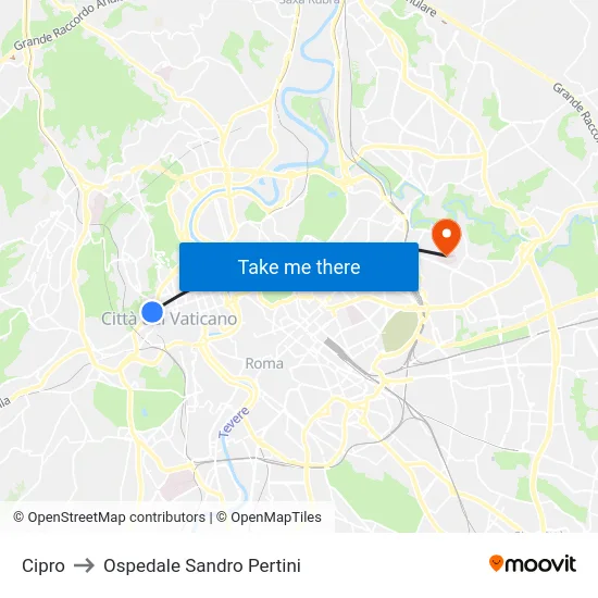 Cipro to Ospedale Sandro Pertini map