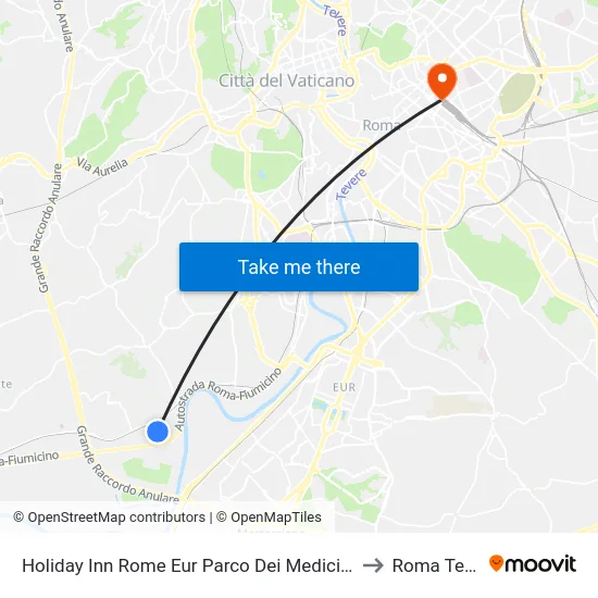 Holiday Inn Rome Eur Parco Dei Medici an IHG Hotel to Roma Termini map