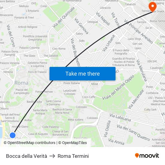 Bocca della Verità to Roma Termini map