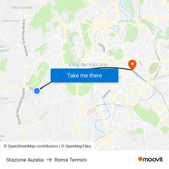 Stazione Aurelia to Roma Termini map