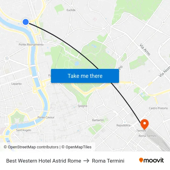 Best Western Hotel Astrid Rome to Roma Termini map