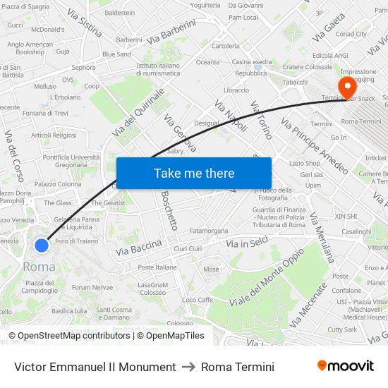 Victor Emmanuel II Monument to Roma Termini map