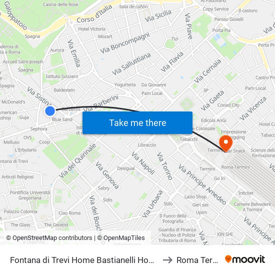 Fontana di Trevi Home Bastianelli Home Rome to Roma Termini map