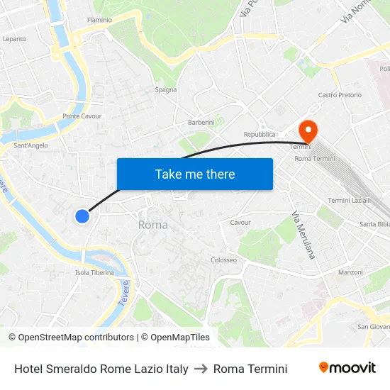 Hotel Smeraldo Rome Lazio Italy to Roma Termini map