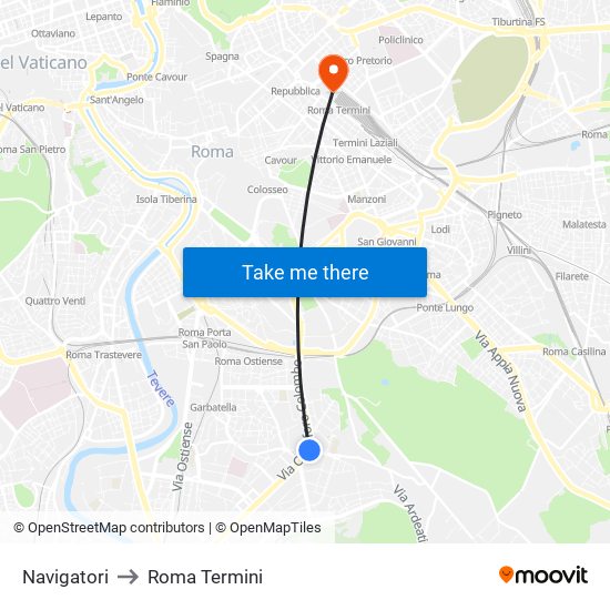 Navigatori to Roma Termini map