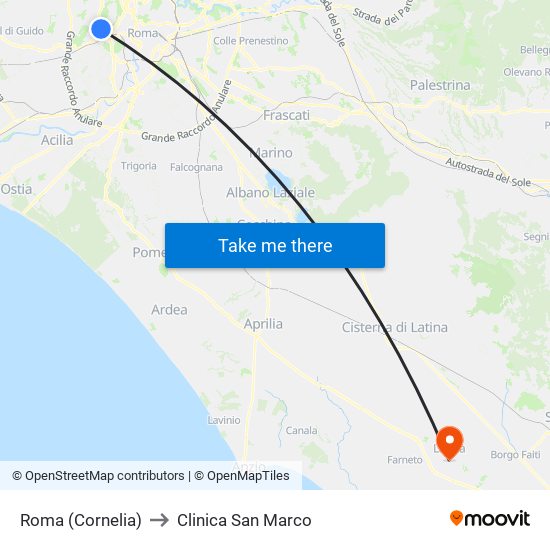 Roma (Cornelia) to Clinica San Marco map