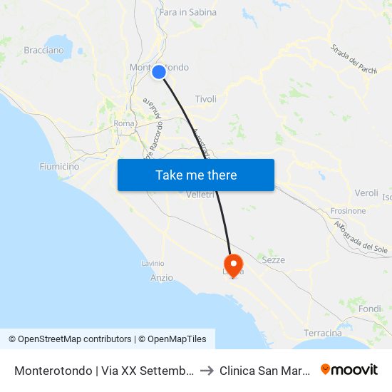 Monterotondo | Via XX Settembre to Clinica San Marco map
