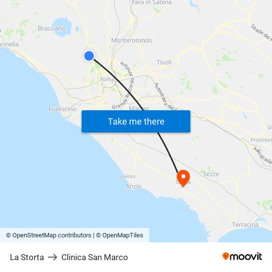 La Storta to Clinica San Marco map