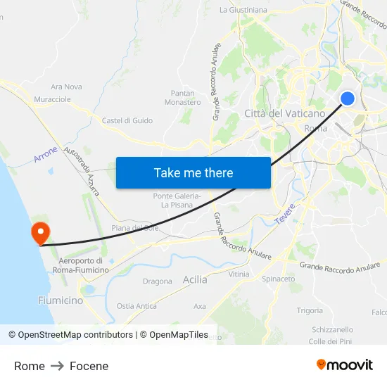 Rome to Focene map