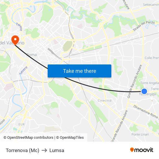 Torrenova (Mc) to Lumsa map