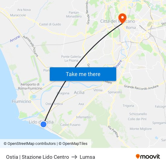 Ostia | Stazione Lido Centro to Lumsa map