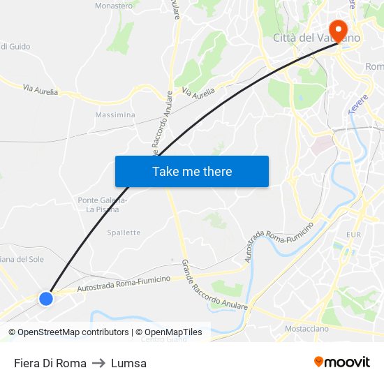 Fiera Di Roma to Lumsa map