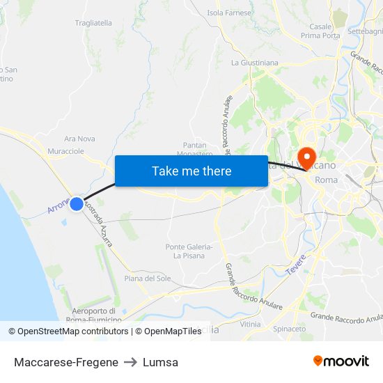 Maccarese-Fregene to Lumsa map