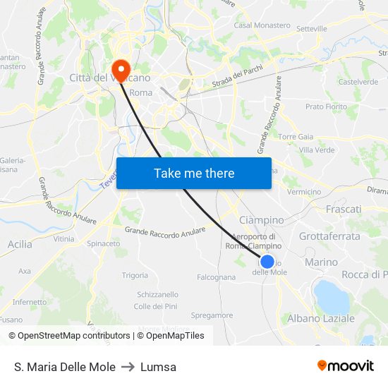 S. Maria Delle Mole to Lumsa map