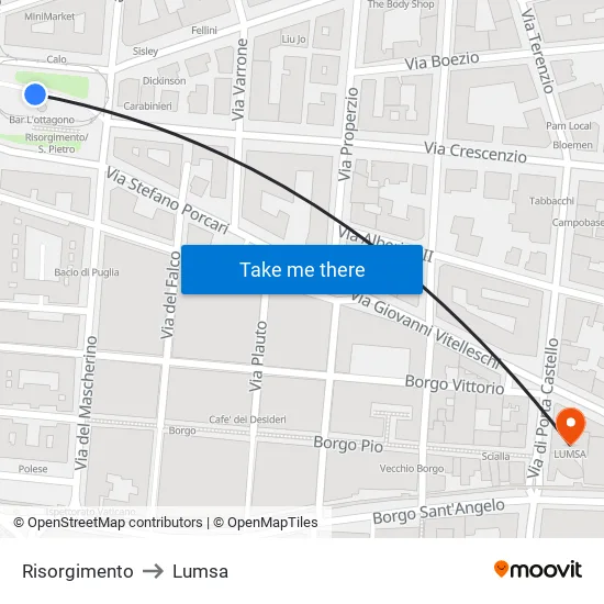 Risorgimento to Lumsa map