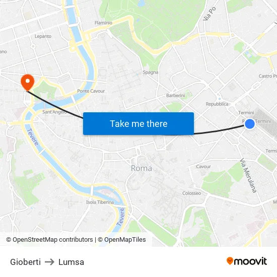 Gioberti to Lumsa map