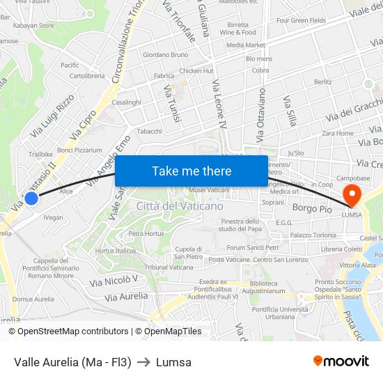Valle Aurelia (Ma - Fl3) to Lumsa map