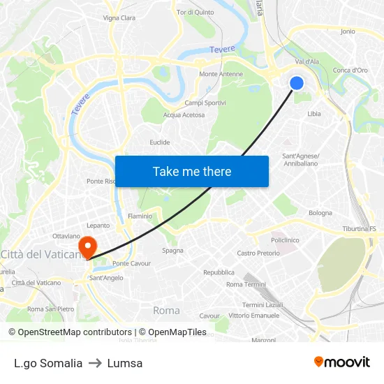 L.go Somalia to Lumsa map