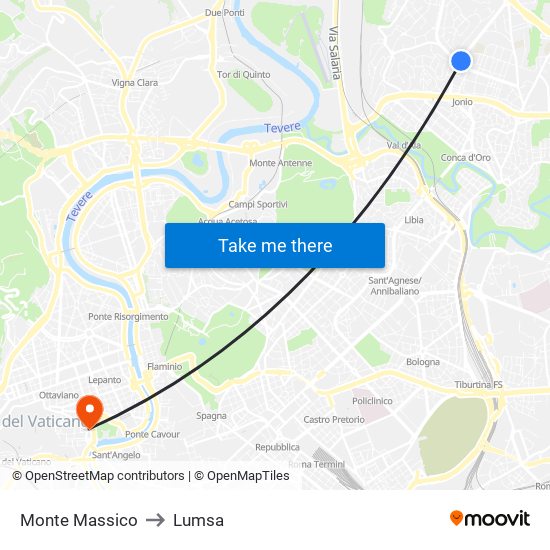 Monte Massico to Lumsa map