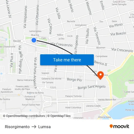 Risorgimento to Lumsa map