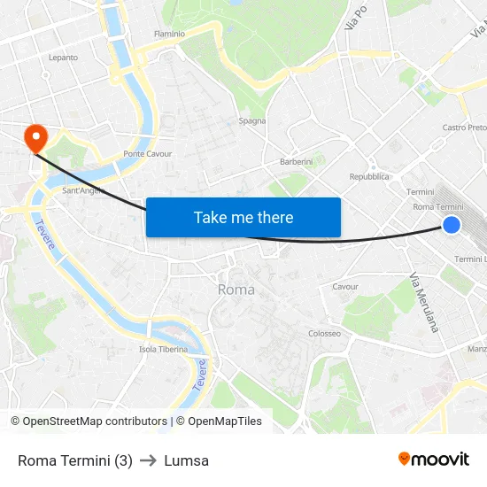 Roma Termini (3) to Lumsa map