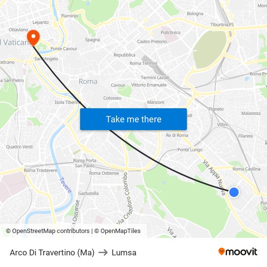 Arco Di Travertino (Ma) to Lumsa map