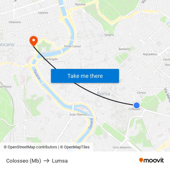 Colosseo (Mb) to Lumsa map
