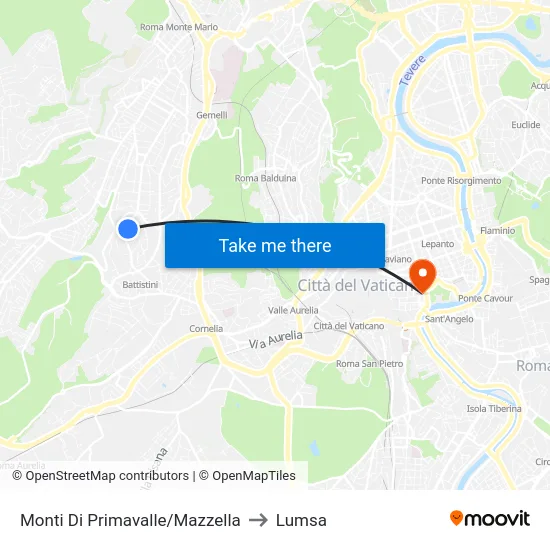 Primavalle Hills/Mazzella to Lumsa map