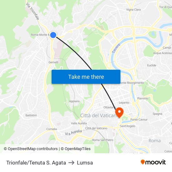 Trionfale/Tenuta S. Agata to Lumsa map